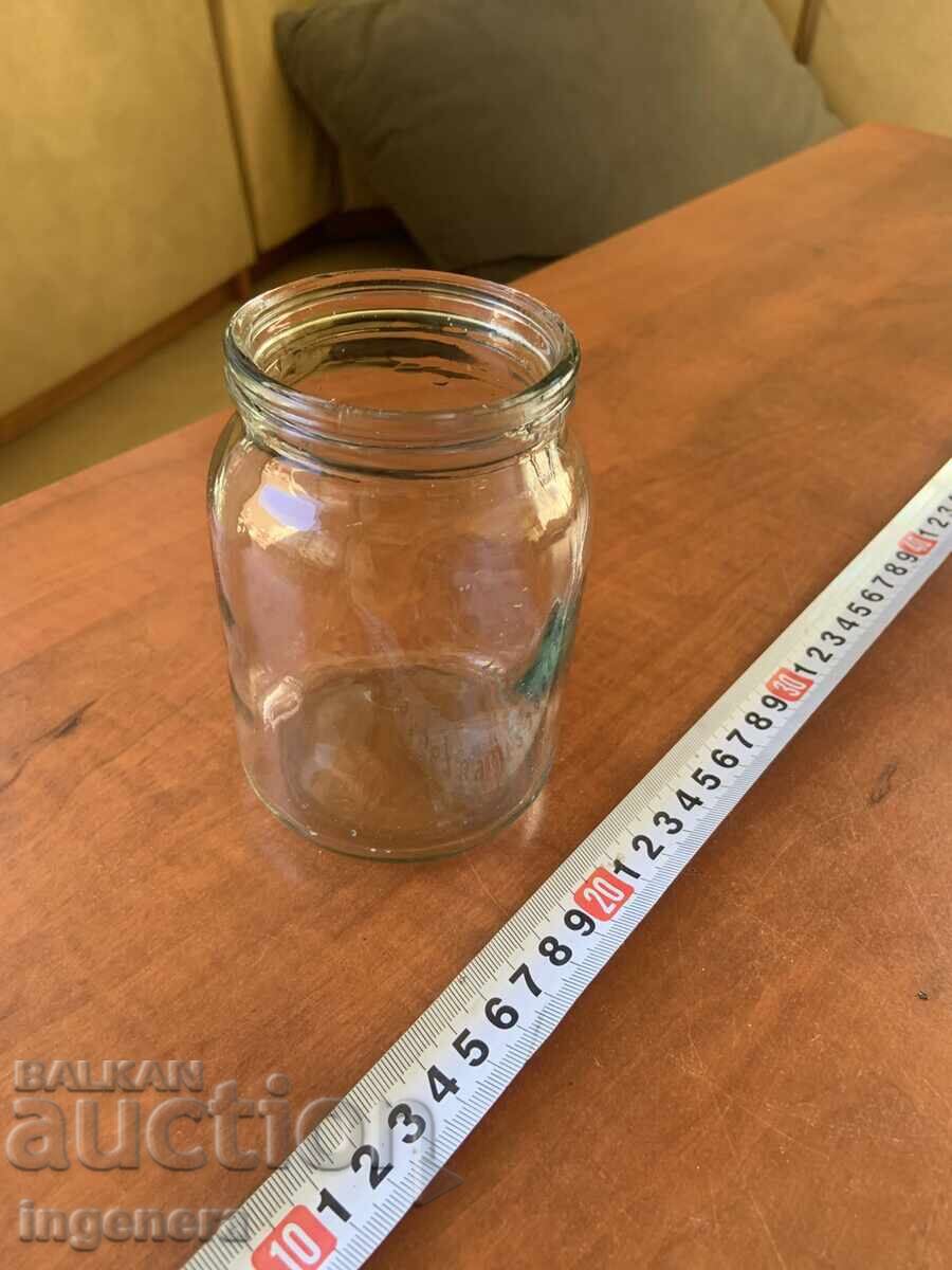 Jar Jar-like glass for sheep's yogurt from the socialist era