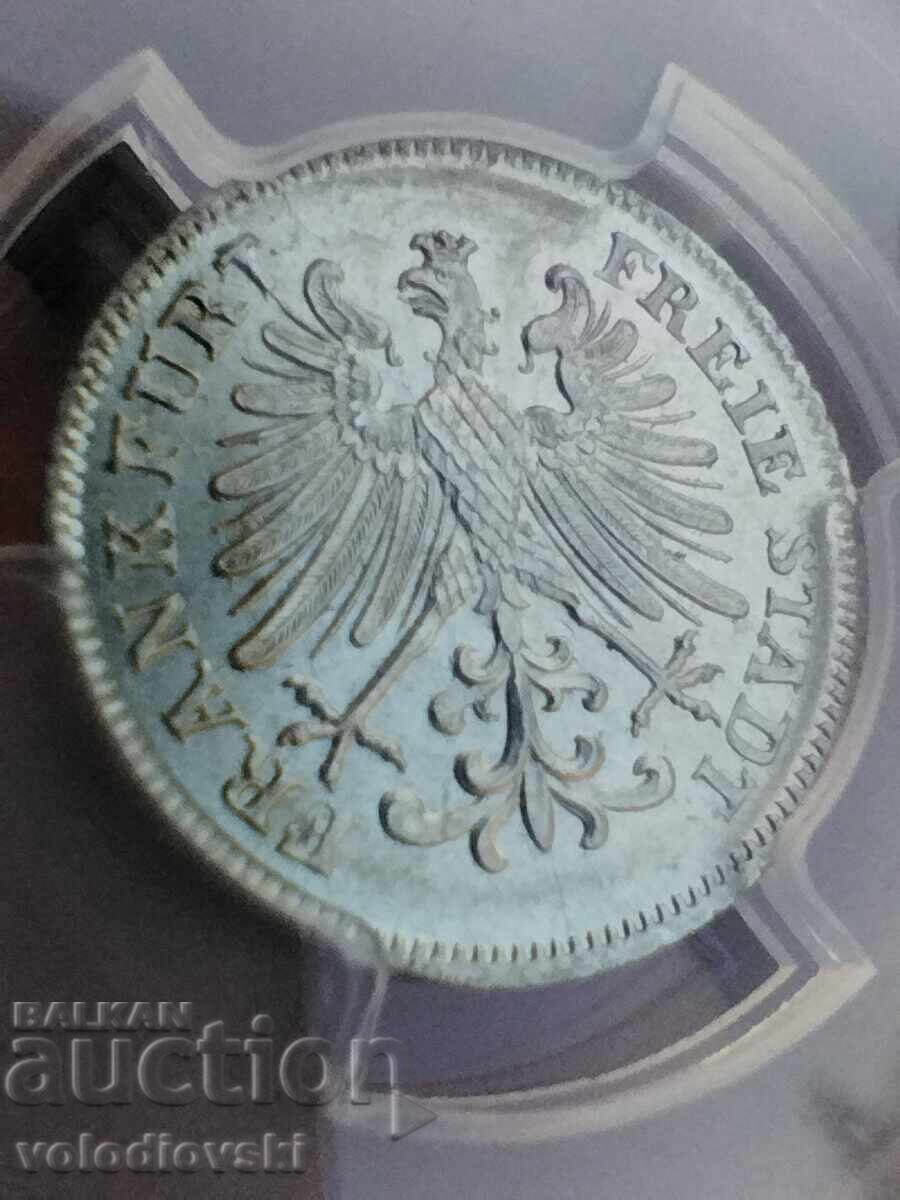 Livrarea 1855 Frankfurt 6 Kreuzer PCGS MS64 - TOP POP Raritate