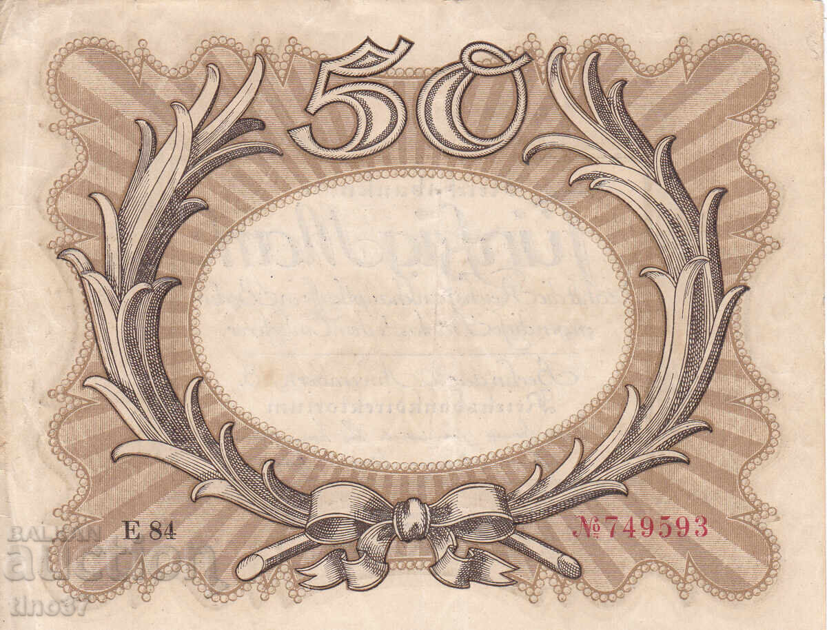 Licitație tino37 - GERMANIA - 50 MARCI - 1918 - VF Licitație tino37 - GERMANIA - 50 MARCI - 1918 - VF