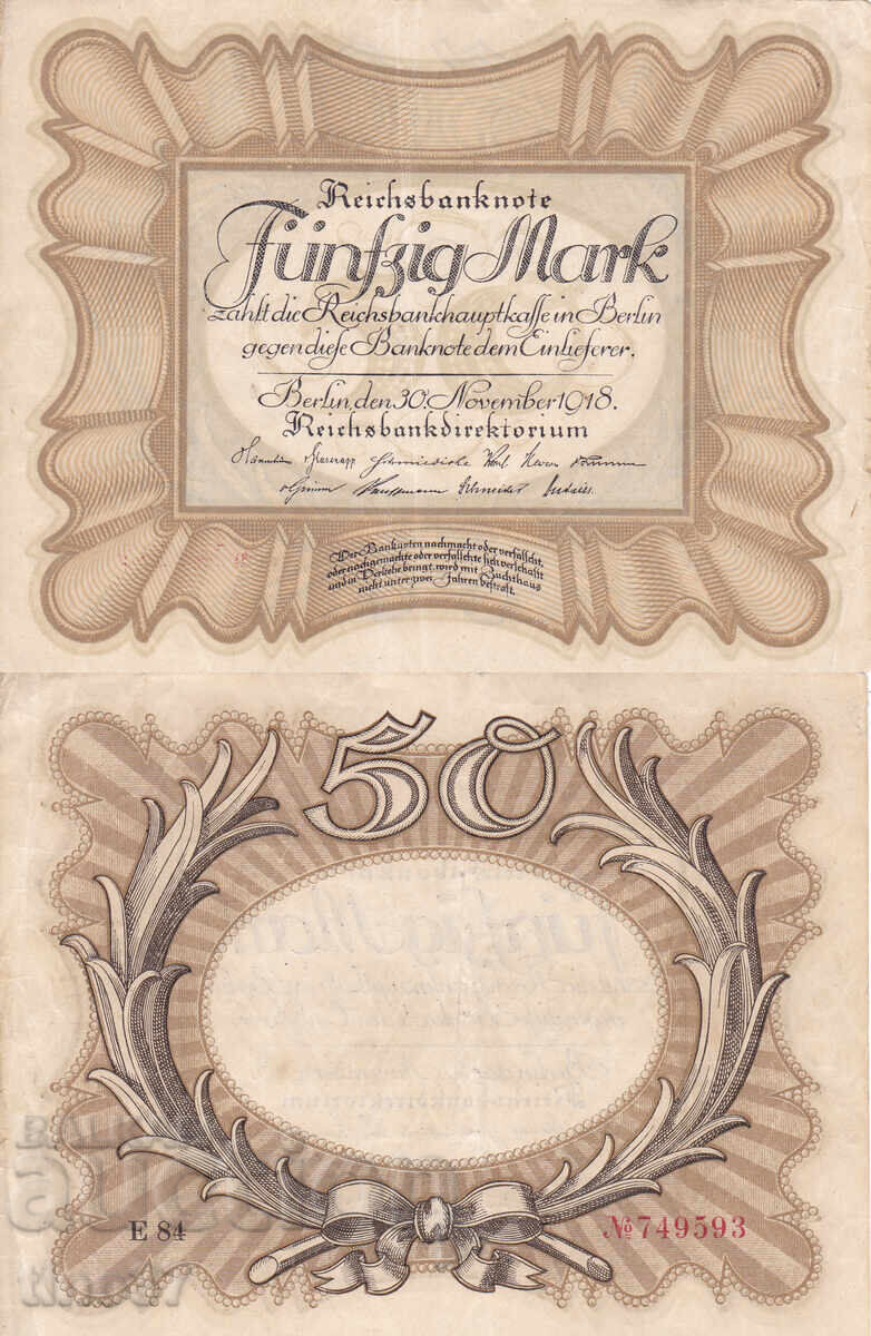 tino37 - GERMANIA - 50 MARCI - 1918 - VF tino37 - GERMANIA - 50 MARCI - 1918 - VF
