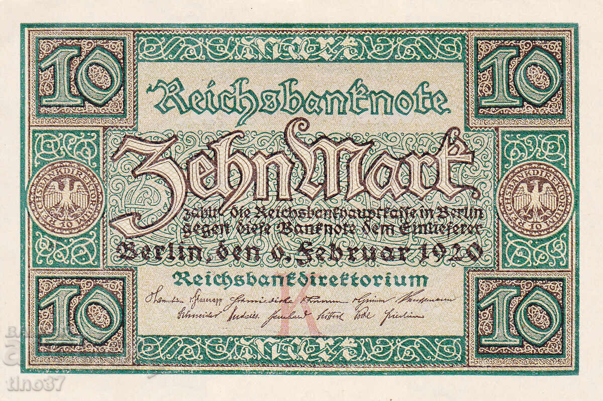 tino37 - GERMANY - 10 MARKS - 1920 - AU/UNC with price € 4.80 | 9.39 BGN