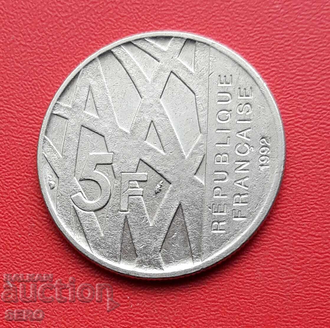 Γαλλία-5 φράγκα 1992-Επετειακό-Πιερ Μεντές-Πρωθυπουργός