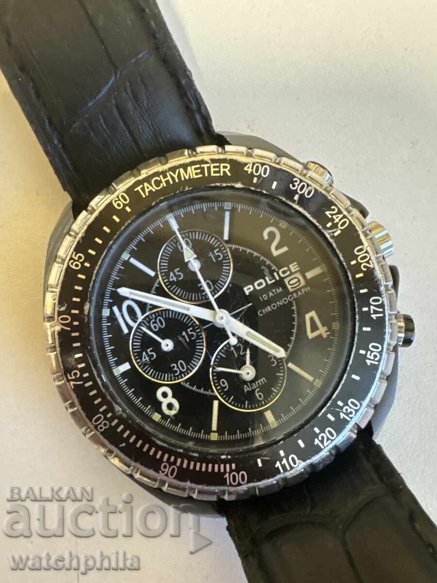 Police quartz chronograph men's watch, works. Rare
