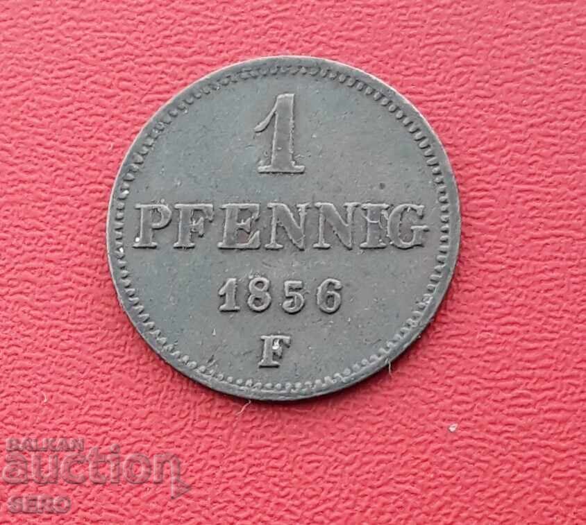 Германия-Саксония-1 пфениг 1856 F-мн.хубаво запазен