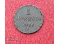 Германия-Саксония-1 пфениг 1856 F-мн.хубаво запазен