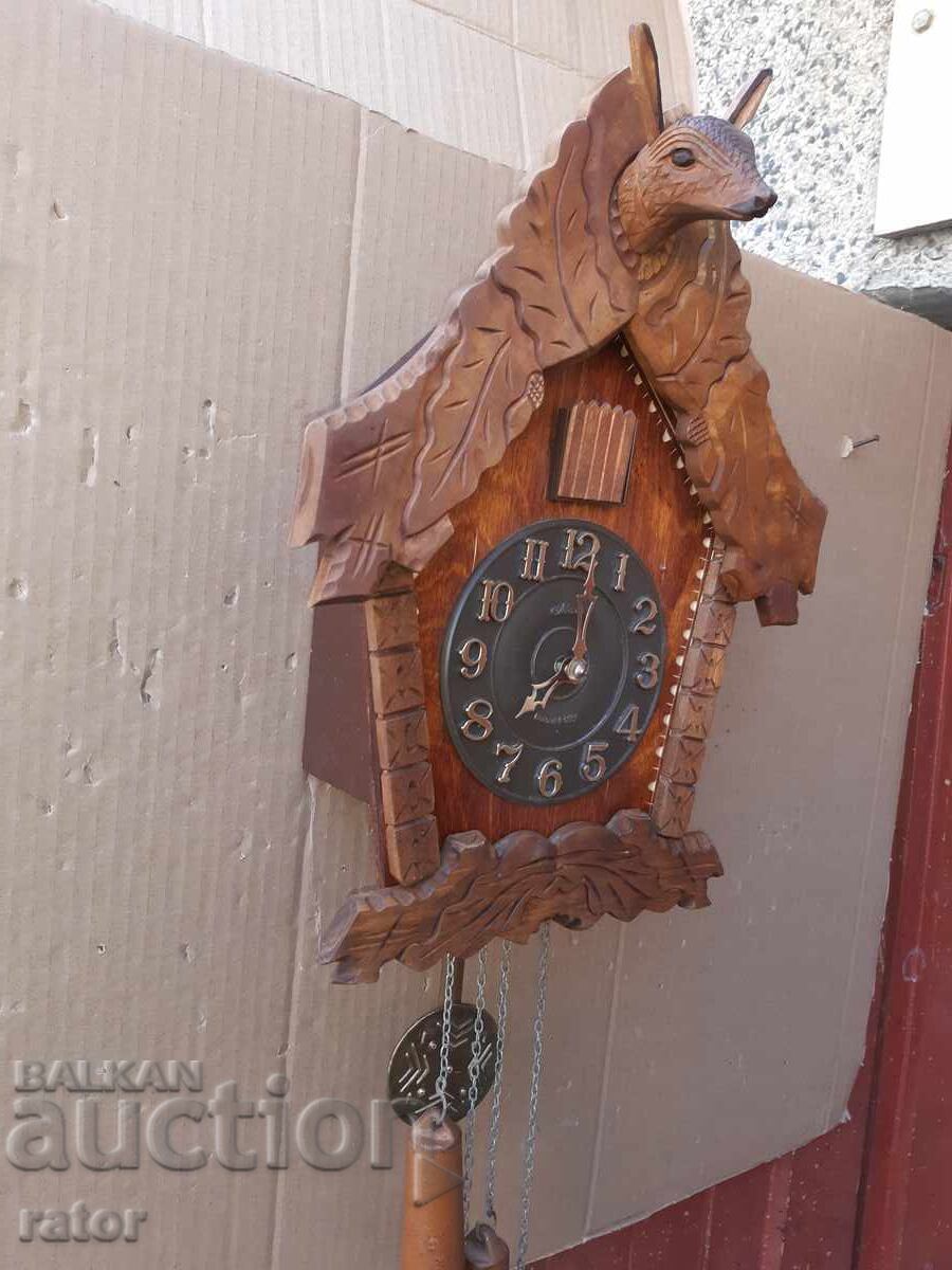 Аукцион Стенен часовник с кукувица МАЯК - РЯДЪК , ДЪРВЕН