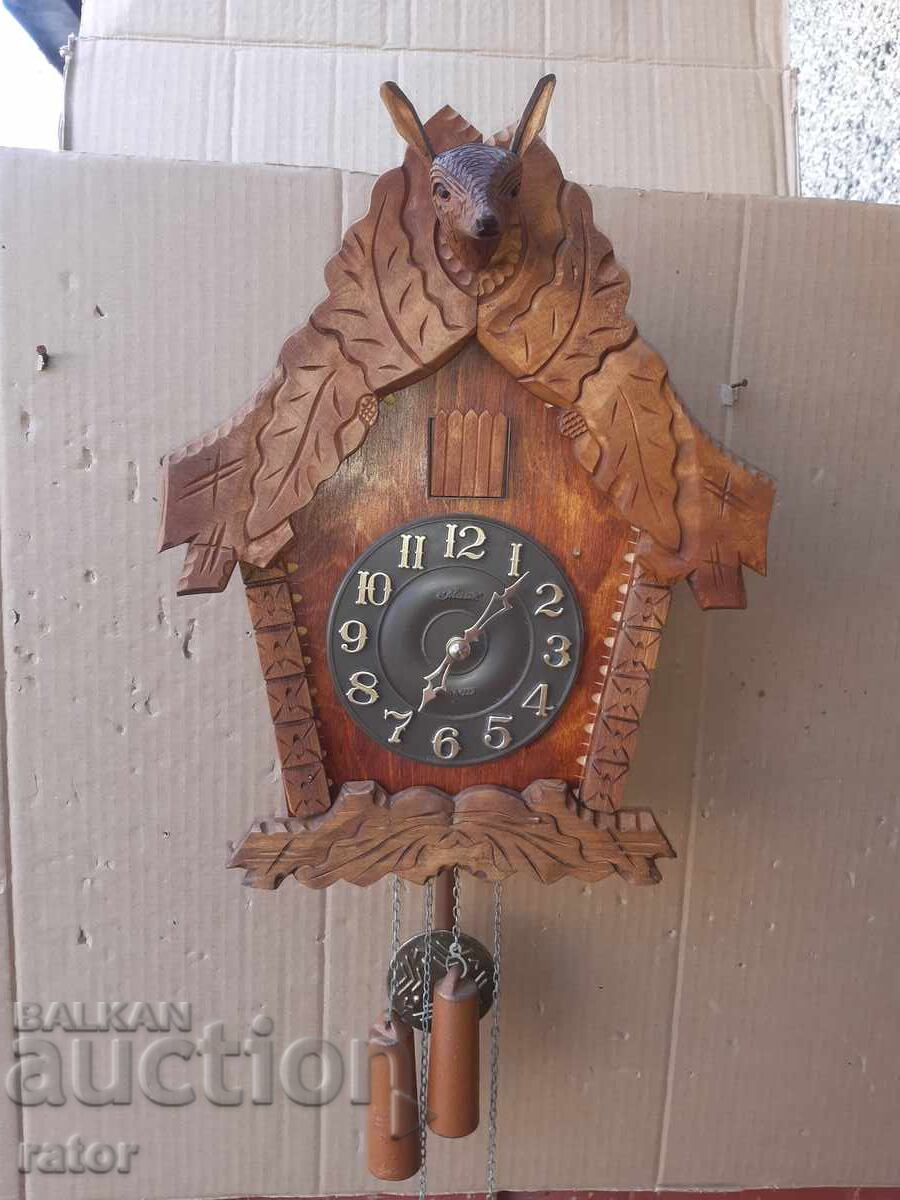 Стенен часовник с кукувица МАЯК - РЯДЪК , ДЪРВЕН