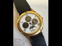 Seashell троен календар позлатен мъжки часовник.Работи,Рядък