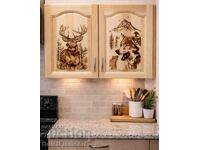 Hand-burned wooden cabinet - unique piece