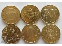 Συλλογή 6 τεμ. διαφορετικά νομίσματα 0.50 € ΕΕ