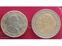 1 и 2 евро, Австрия 2008 год.