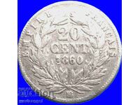 20 εκατοστά 1860 Γαλλία Στρασβούργο Ναπολέων Γ' ασήμι