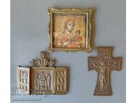 Bronze icon, triptych, and cross
