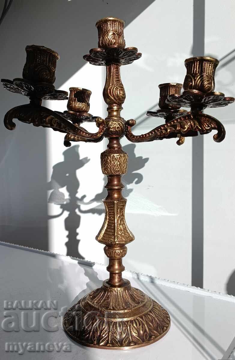 Sfeșnic francez masiv, greu, bronz, cu 5 locuri - 6