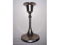 CANDLE HOLDER. CHROME. BRASS