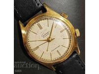 Ceas sovietic placat cu aur Signal Poljot clopoțel URSS BZC