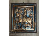 Panou de cupru pe placă de lemn 32cm 27cm