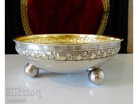 Посребрена фруктиера,купа,релефни рози,позлата.