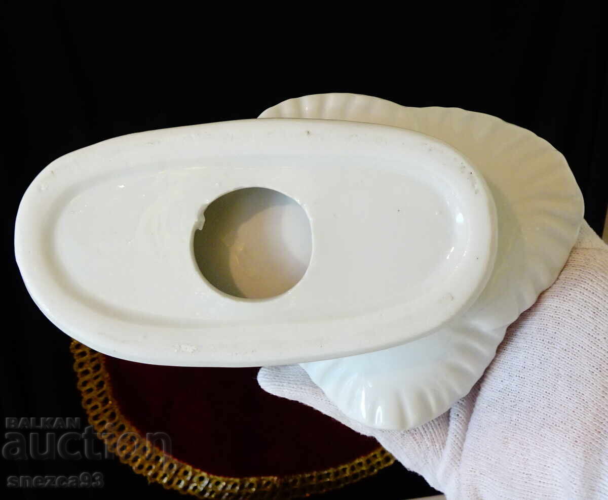 Swan porcelain figurine, jeweler, vase, gold, roses - 7