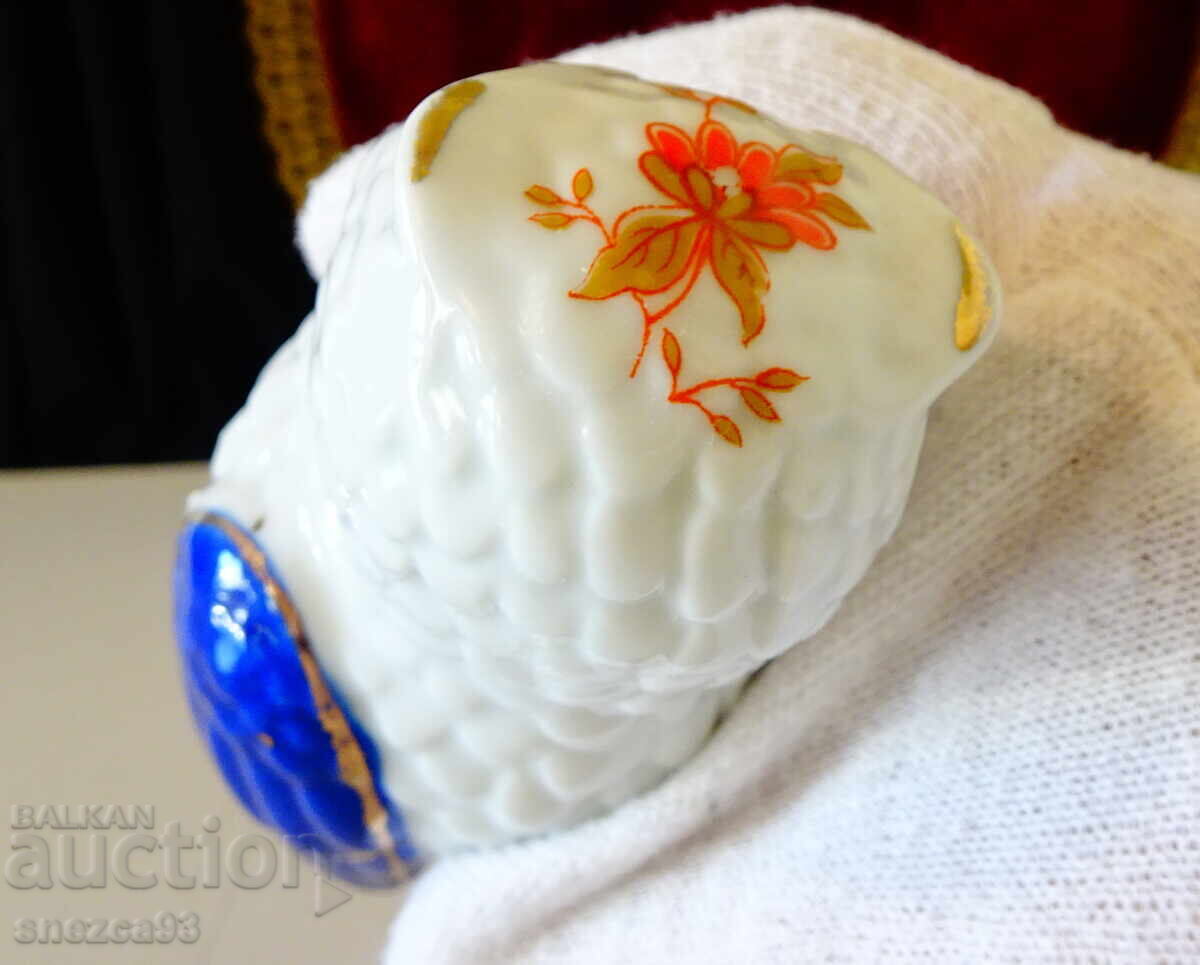 Японска порцеланова фигура Бухал,злато,кобалт. - 5