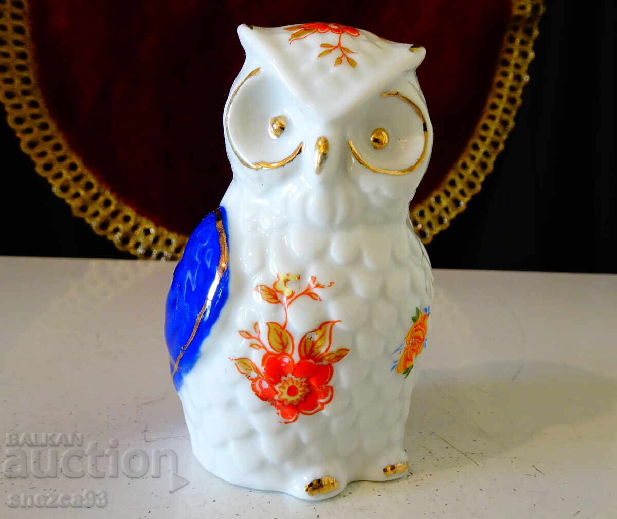 Японска порцеланова фигура Бухал,злато,кобалт.