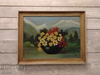 Natură moartă alpină – Ulei pe furnir, 69/54 cm, Semnat