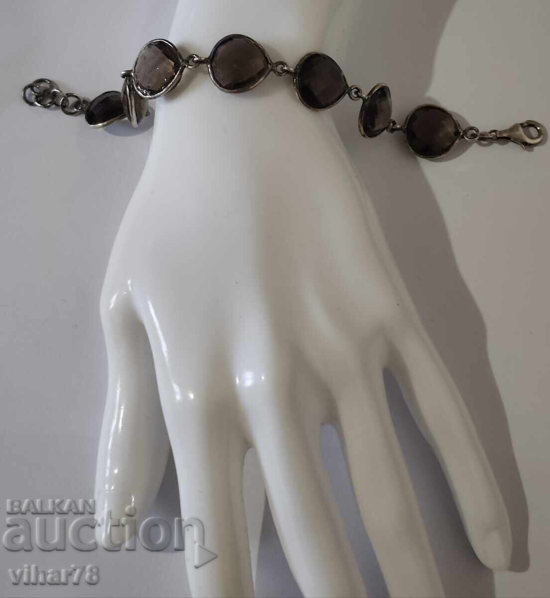 Livrarea Brățară argintie cu cuarț fumuriu
