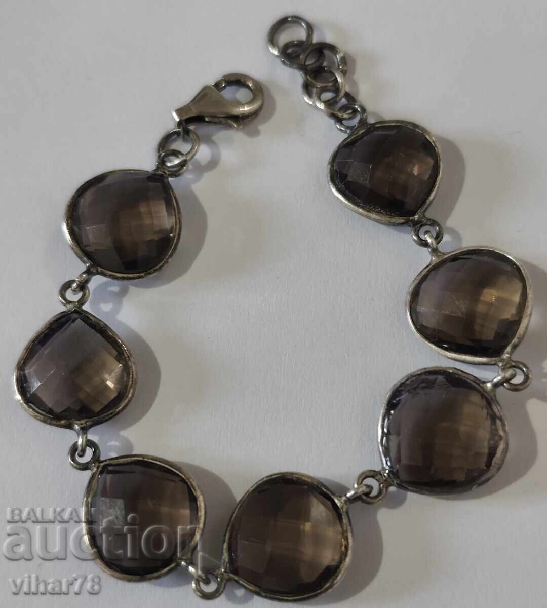 Brățară argintie cu cuarț fumuriu - 6