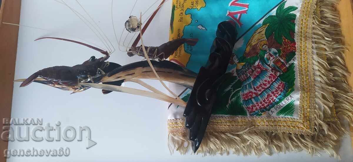Decoratiune vintage din Panama Sculptura creveti peste si caracatita - 6