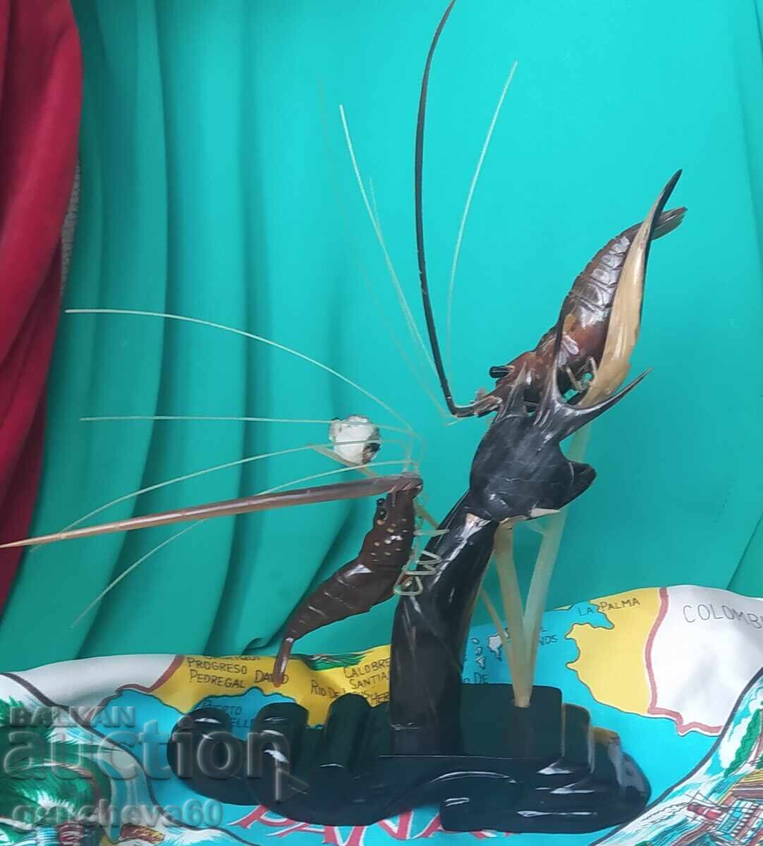 Decoratiune vintage din Panama Sculptura creveti peste si caracatita