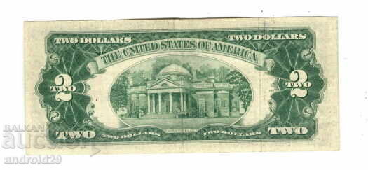 2 Dolari 1953B SUA, Sigiliu Roșu / Bancnotă cu preț € 12.78 | 25.00 BGN