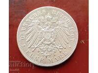 Germany - Saxony, 5 marks 1907