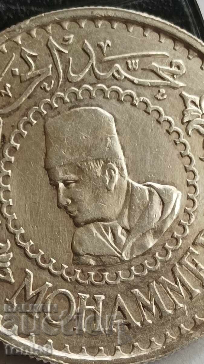 Licitație Maroc 500 franci 1956 argint UNC