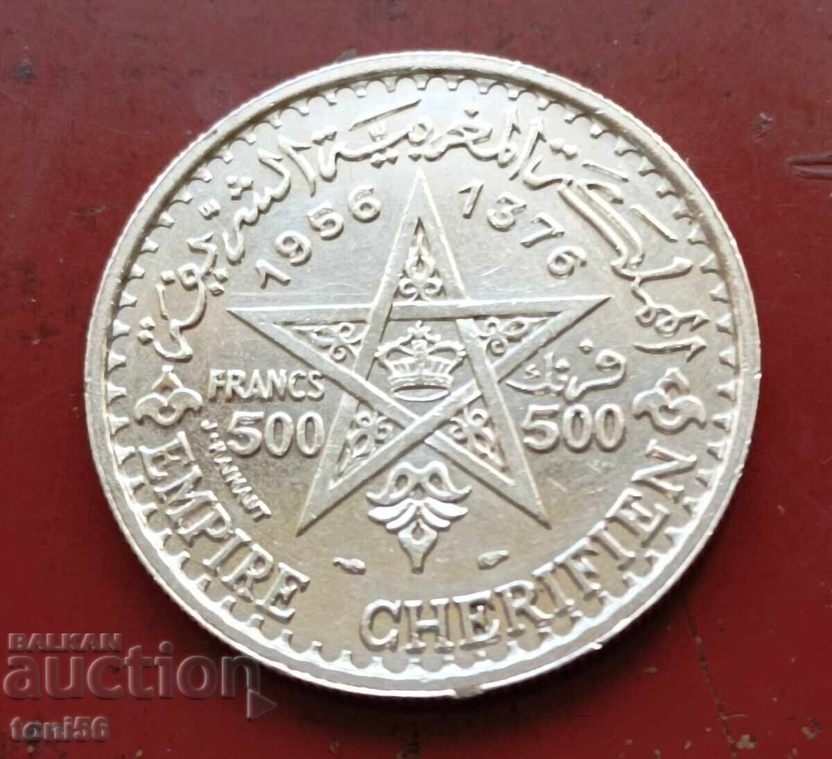 Maroc 500 franci 1956 argint UNC