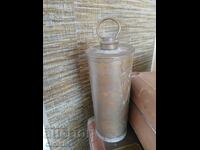 Vintage χάλκινο κυλινδρικό δοχείο με καπάκι και δακτύλιο