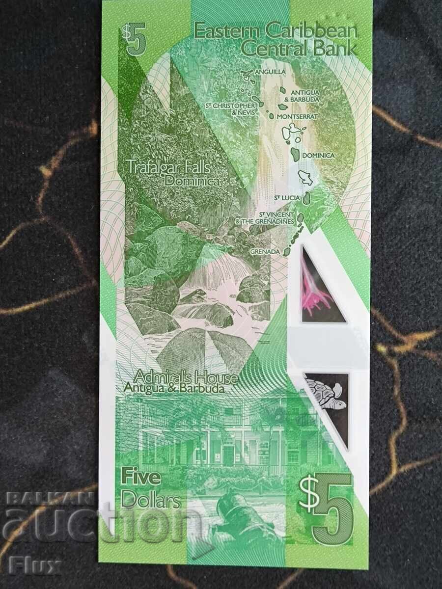 Livrarea Bancnotă - Caraibe de Est - 5 dolari UNC | 2021
