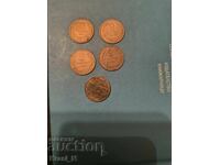 5 броя монети, 2 стотинки 1912г.