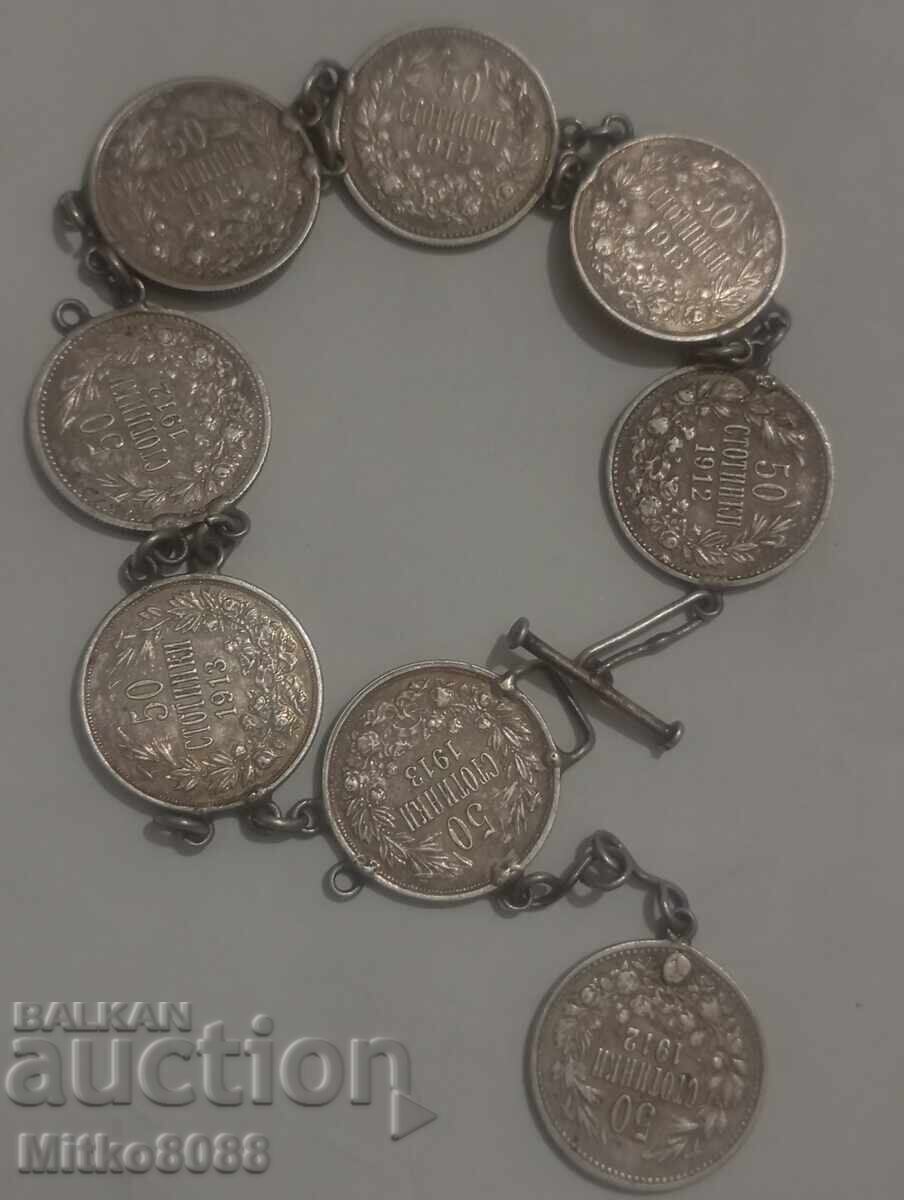 Vayashki region! Silver bracelet from 50 stotinki coins