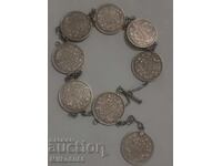 Αντίκα ασημένιο βραχιόλι από νομίσματα 50 λεπτά