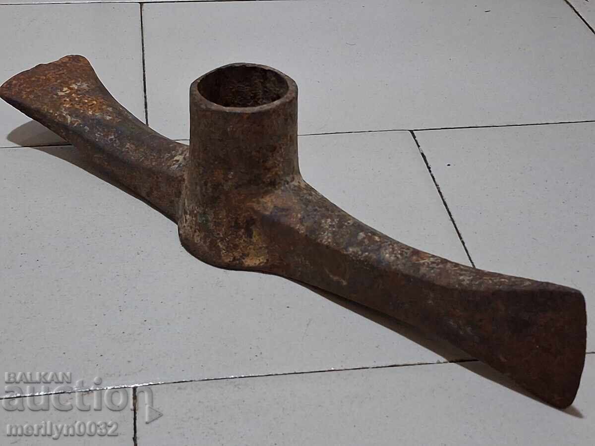 Auction  Old forged pickaxe, wrought iron, tool