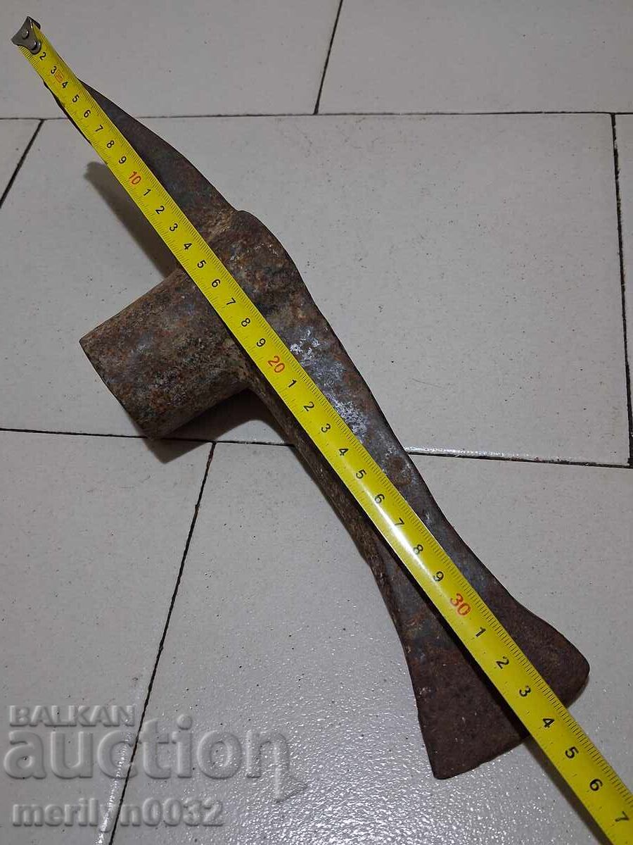 Old forged pickaxe, wrought iron, tool - 5
