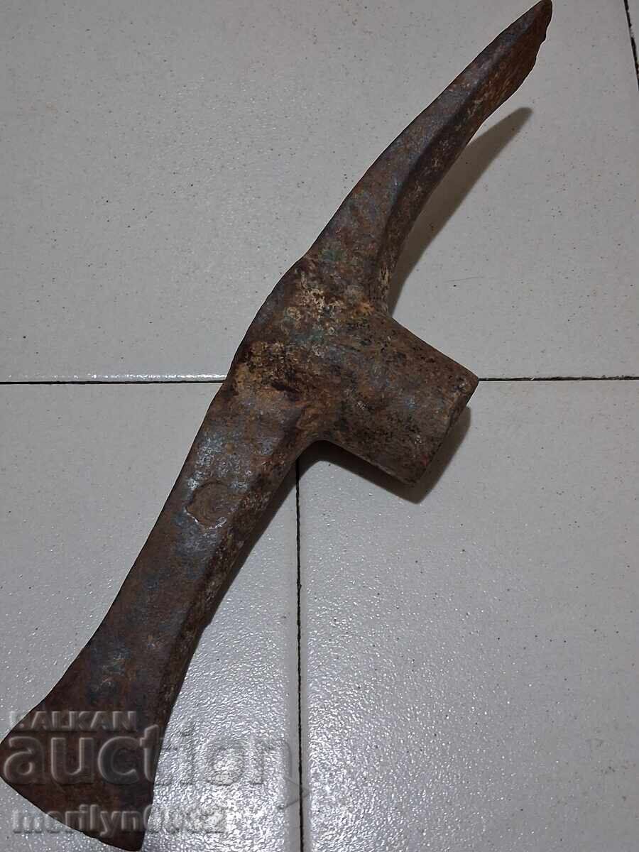 Old forged pickaxe, wrought iron, tool - 6