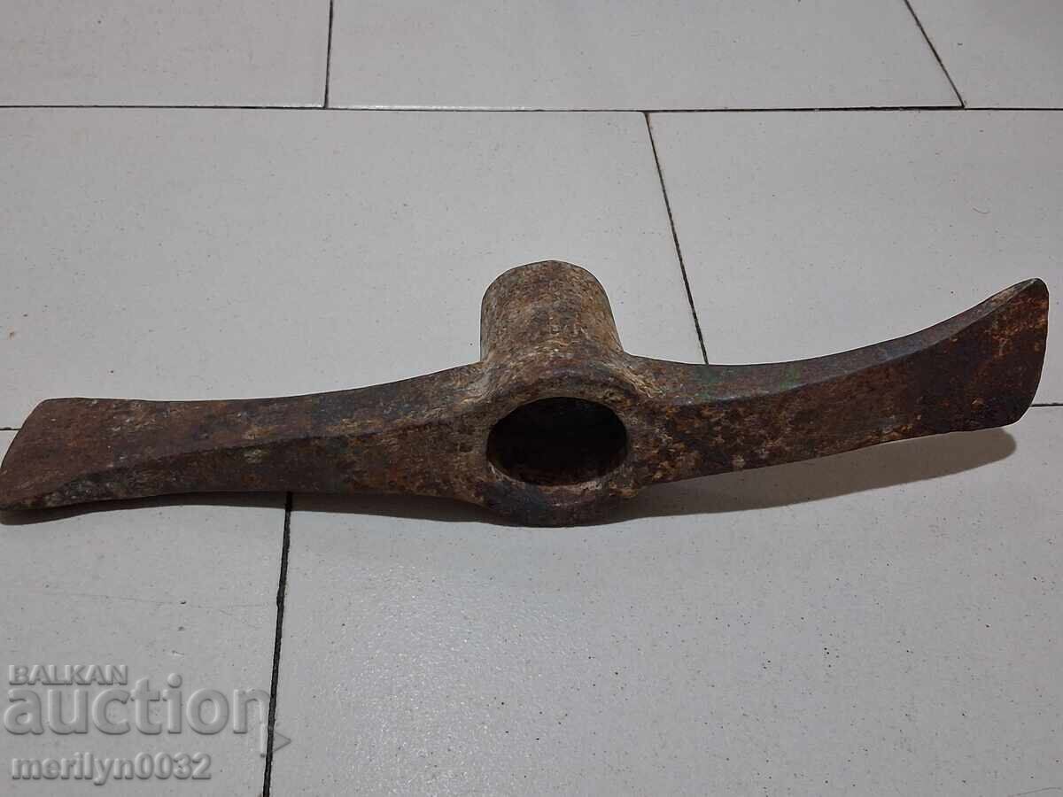 Old forged pickaxe, wrought iron, tool - 7