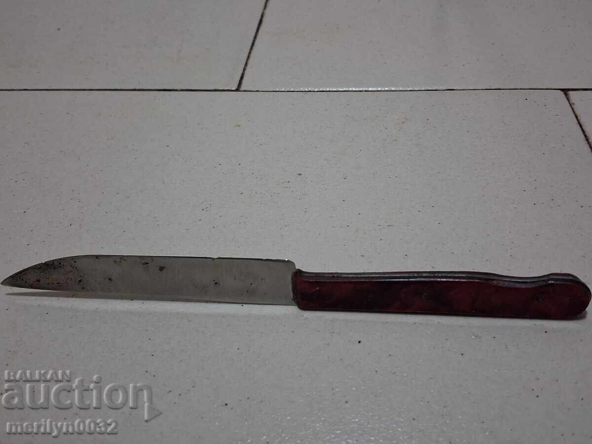 Vechi cuțit bulgăresc cu teacă de piele lamă - 5