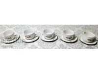 Serviciu de ceai/cafea rafinat vintage din porțelan alb cu trandafiri