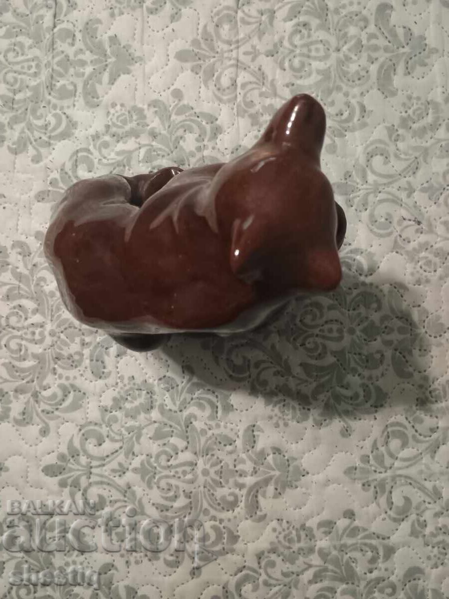 Statuetă SOC "Urs cu ceaun" - ceramică vintage, ca nouă - 5