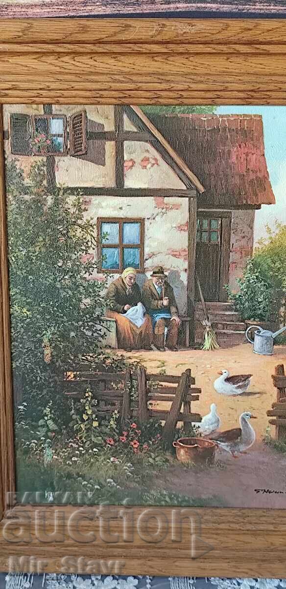 Tablou Original "Farmyard 2" (Curte rurală 2) - G.NESWADBA - 5