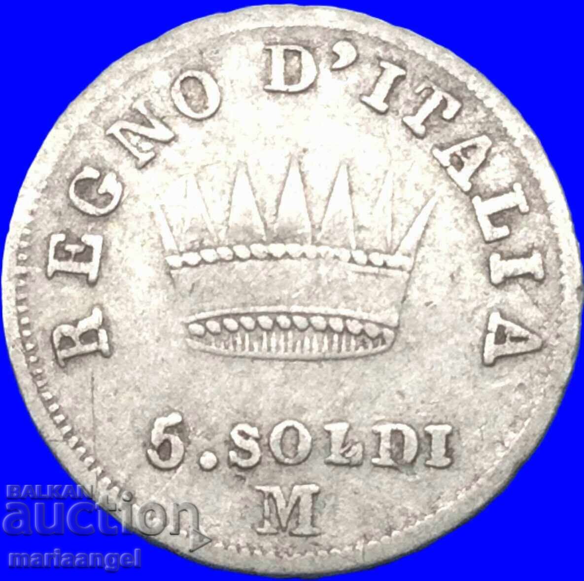 Napoleon 5 soldi 1810 M - Milano Italia argint - destul de rar - 5 Napoleon 5 soldi 1810 M - Milano Italia argint - destul de rar - 5
