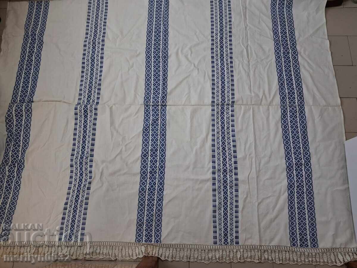 Lenjerie de pat veche țesută manual cu dantelă kenar anii '20 cu preț € 76.69 | 149.99 BGN