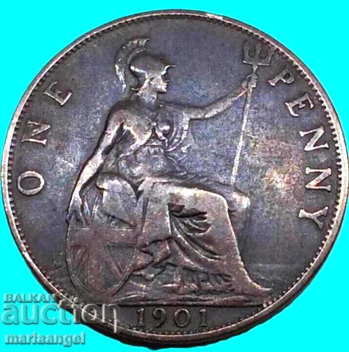 Marea Britanie 1 Penny 1901 Regina Victoria 30mm bronz - 5